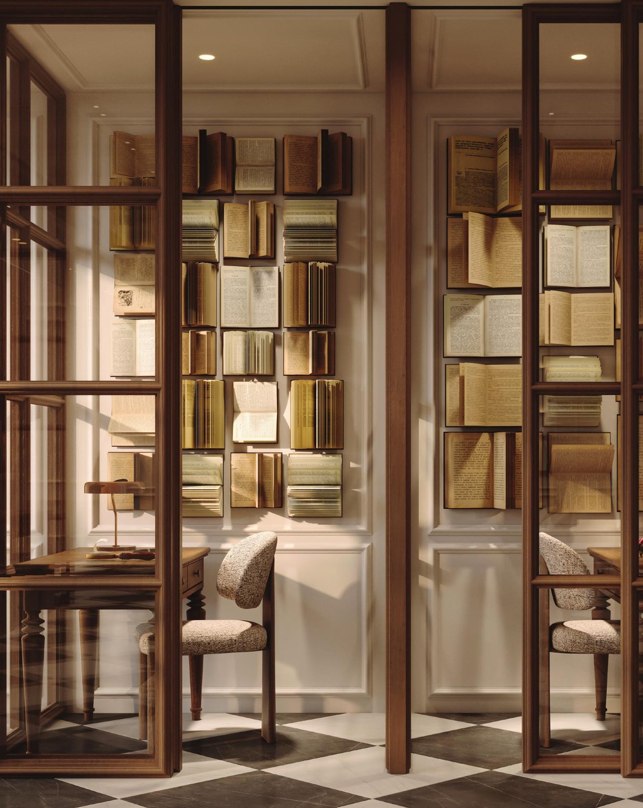 Curated library shelving inside The Archive by Imtiaz