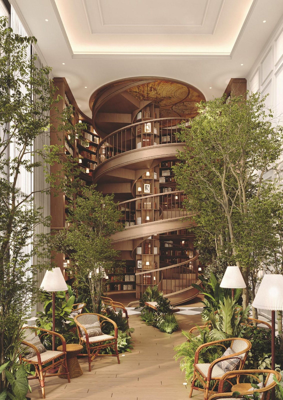 The two-storey library at The Archive by Imtiaz, DubaiLand